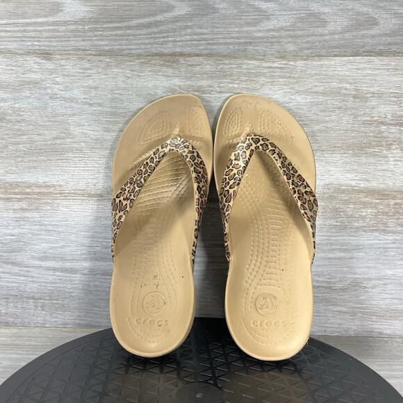 Crocs Women's Kadee Leopard Printed Flip Flop Sandals Size 9 - Picture 6 of 8